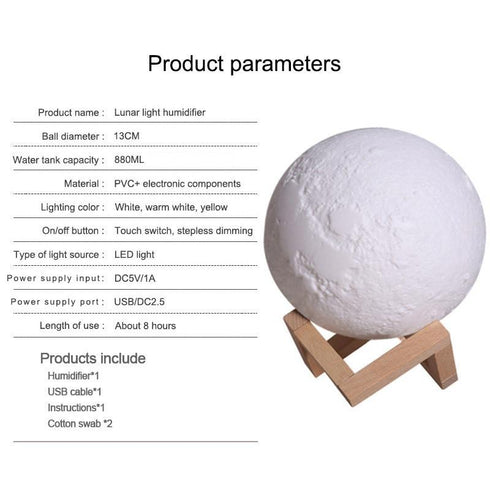 LevMoon 2 - 3D Moon Lamp Humidifier